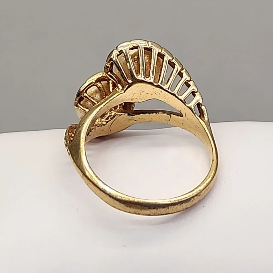 Anillo de perlas de imitación doble relleno de oro de 14 quilates ESPO 6,75 Foto 4 de 4