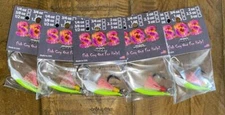 5 pack Pompano Jigs WHITE/GREEN CHARTREUSE w/Pink Teaser 3/8oz 1/2oz 3/4oz 