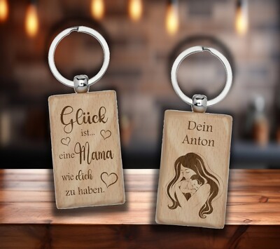   Schlüsselanhänger Holz Gravur Geschenk Muttertag Mama Geschenkidee Anhänger