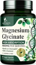 Magnesium Glycinate Supplement 1000mg - Heart, Nerves, Bone and Muscles Support