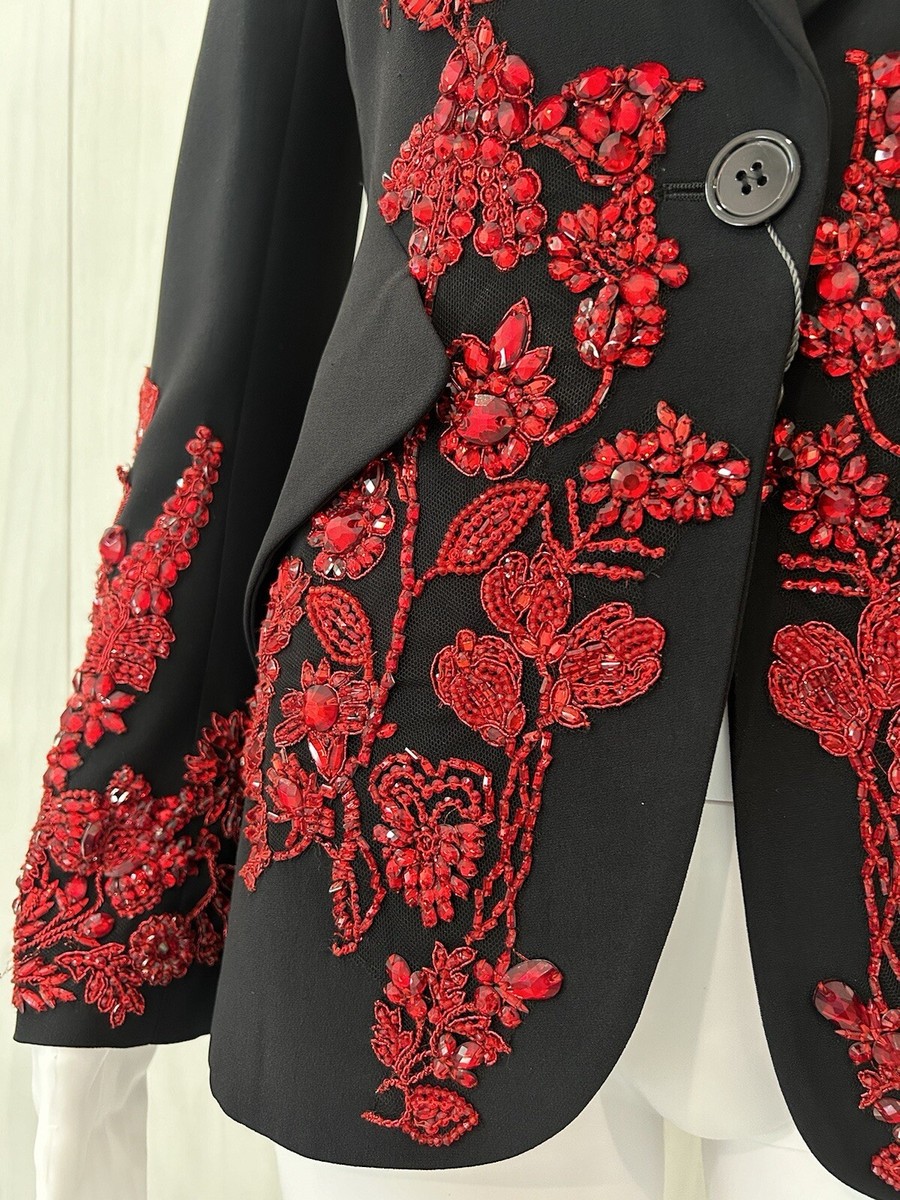 Alexander McQueen Floral Crystal-Bead Embellished Blazer Alexander McQueen Floral Crystal-Bead Embellished Blazer