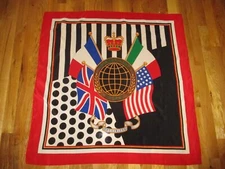 Vintage The Limited International Style Colorful Flags 100% Silk Scarf 33"