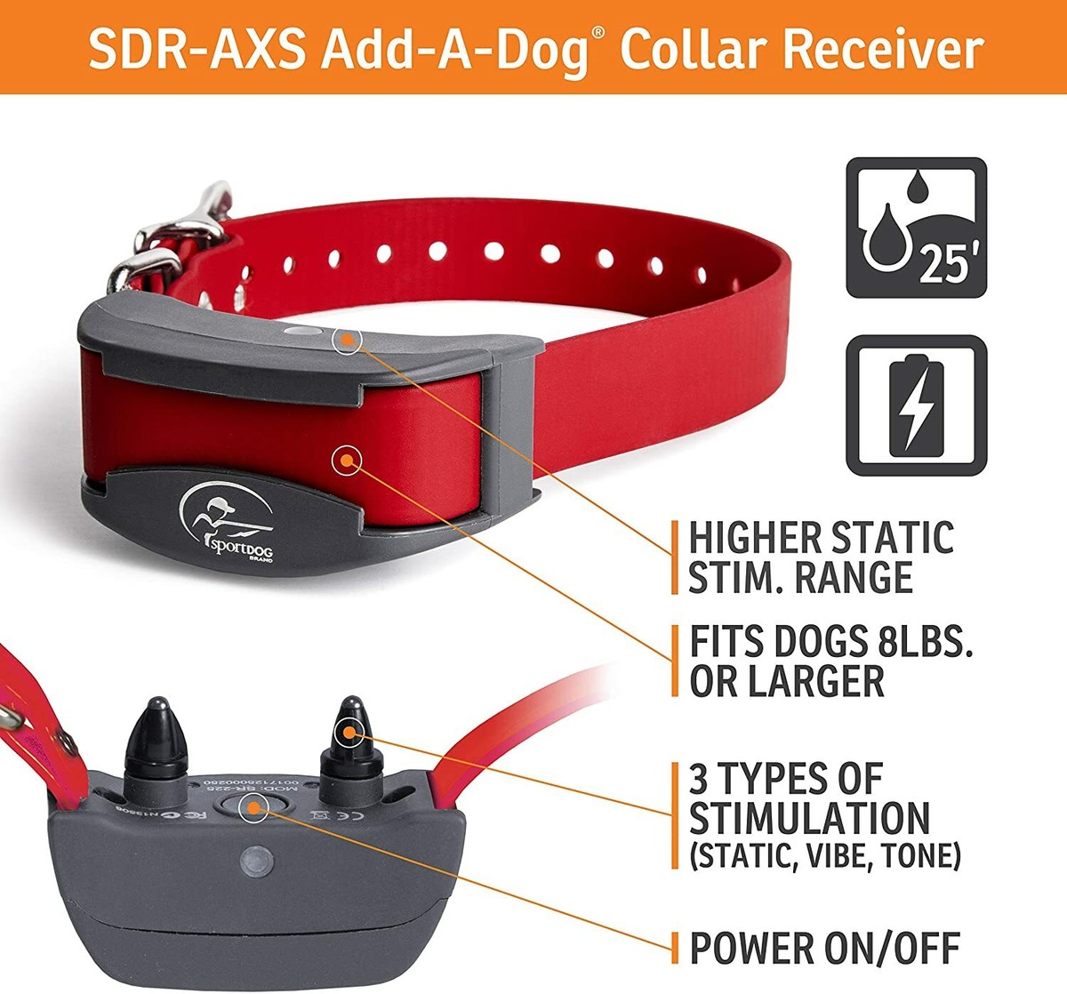 SportDOG SDR-AXS Add-A-Dog Collar for Stubborn Dog SD-425XS SD