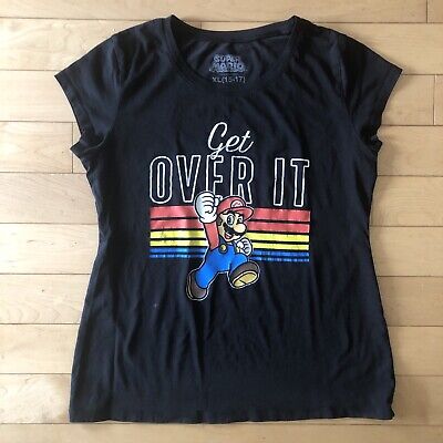 SUPER MARIO “Get Over It” Womans t-Shirt SZ. XL (15-17) Black