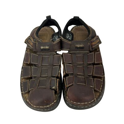 Thom McAn Shoes Mens Size 10 Poron4000 Brown Fisherman Sandals Comfort Leather