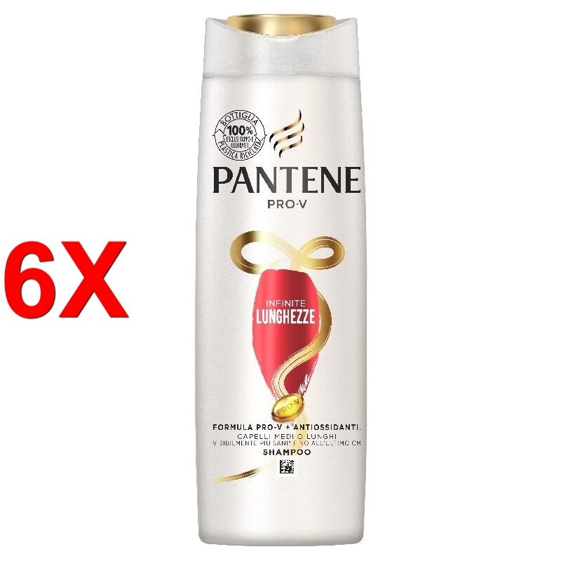 6 X PANTENE SHAMPOO LUNGHEZZE INFINITE CAPELLI MEDI O LUNGHI 225 ML