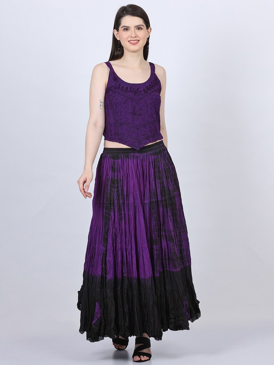 Women's 25 Yard Flamenco, Gypsy long Hippie Skirts Black Violet