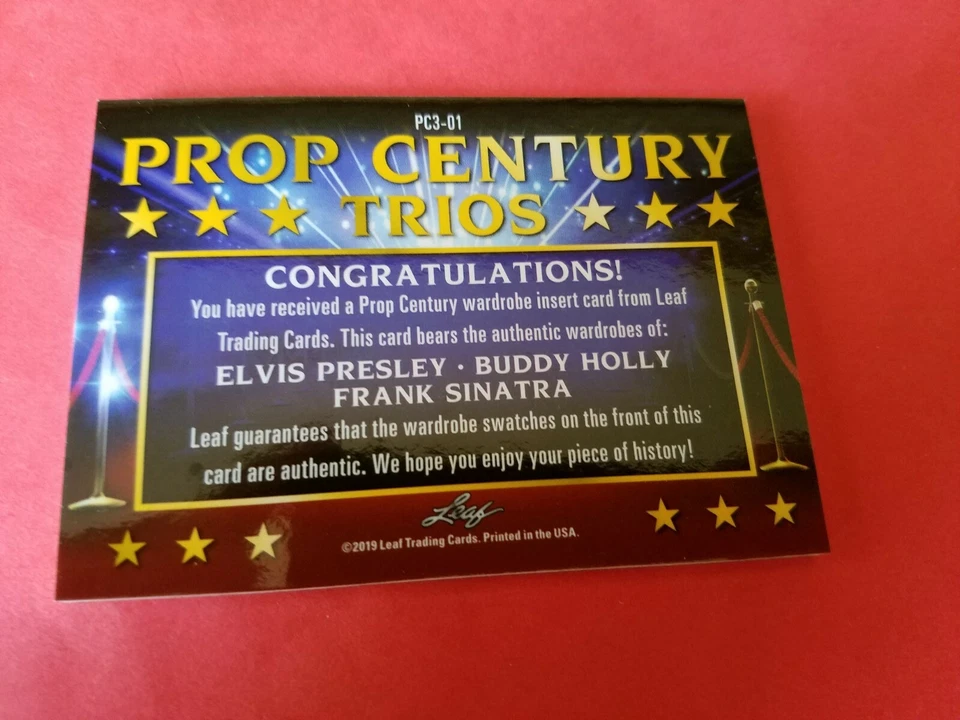 Elvis Presley BUDDY HOLLY Frank Sinatra WORN RELIC SWATCH WARDROBE CARD #d 63/85 - Image 4 of 4