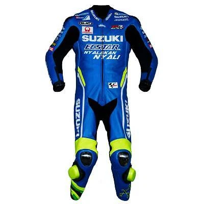 Suzuki Moto Costume Cuir Motard Courses Armure Sports Fermez Protecteur Adultes - Photo 1/4
