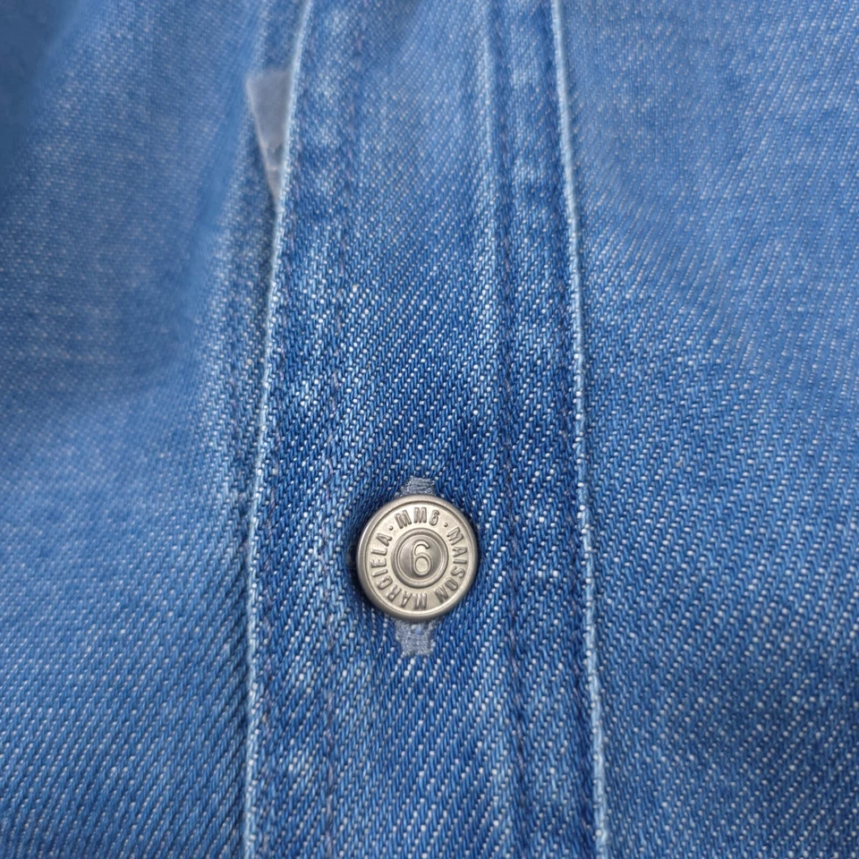 $600 Maison Margiela Oversized Blue Denim Shirt Made in Italy Mens Size Small - Image 4 of 4