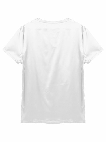 Men's Women Satin T-Shirts V Neck Short Sleeve Soft Loose Pajamas Tops Nightwear - Picture 62 of 66