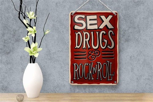 Blechschild Spruch 12x18 cm Sex drugs Rock n Roll Metall Deko Schild tin sign - Picture 4 of 5