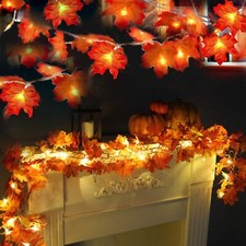 2 Pack Maple Leaf String Lights 20ft 40 LED Battery Operated Thanksgiving Decor