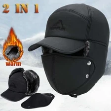 Men Winter Aviator Thick Hat Ear Flap Snow Ski Elmer Fudd Mask Hood Cap