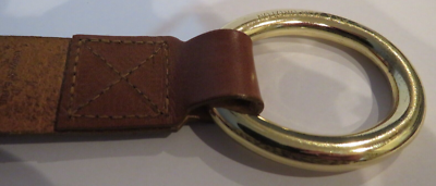 ANNE KLEIN for Oroton Wide Shaped Brown Leather Belt Brushed Gold Buckle Sz M Anne Klein for Oroton Womens Belt Brown Leather Size XL Gold  main image 3