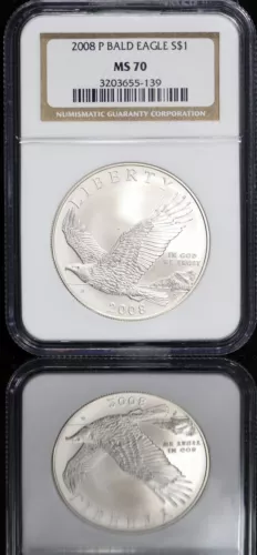 2008-P $1 Bald Eagle Silver Commemorative One Dollar NGC MS 70 Blast White