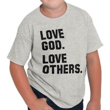 Christian Faith Religion Love God and Others Youth Crewneck T Shirts Boy or Girl
