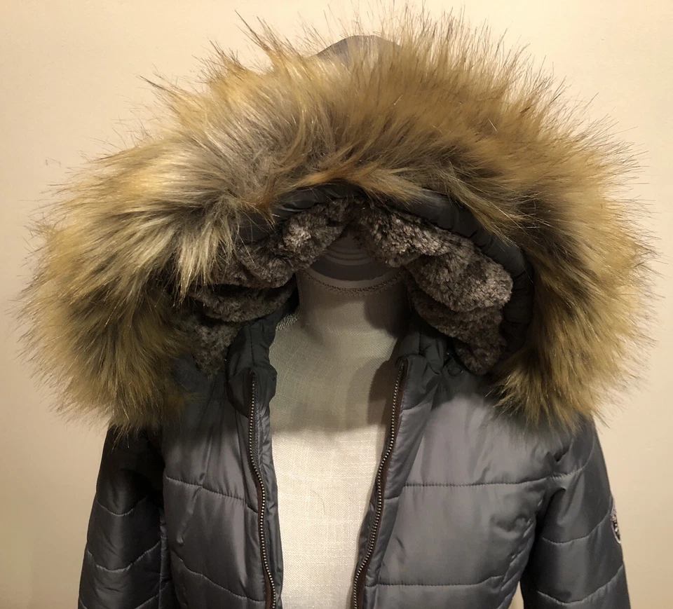 Nuevo abrigo Sporto para mujer talla pequeña gris acolchado resistente al agua capucha extraíble Foto 4 de 4