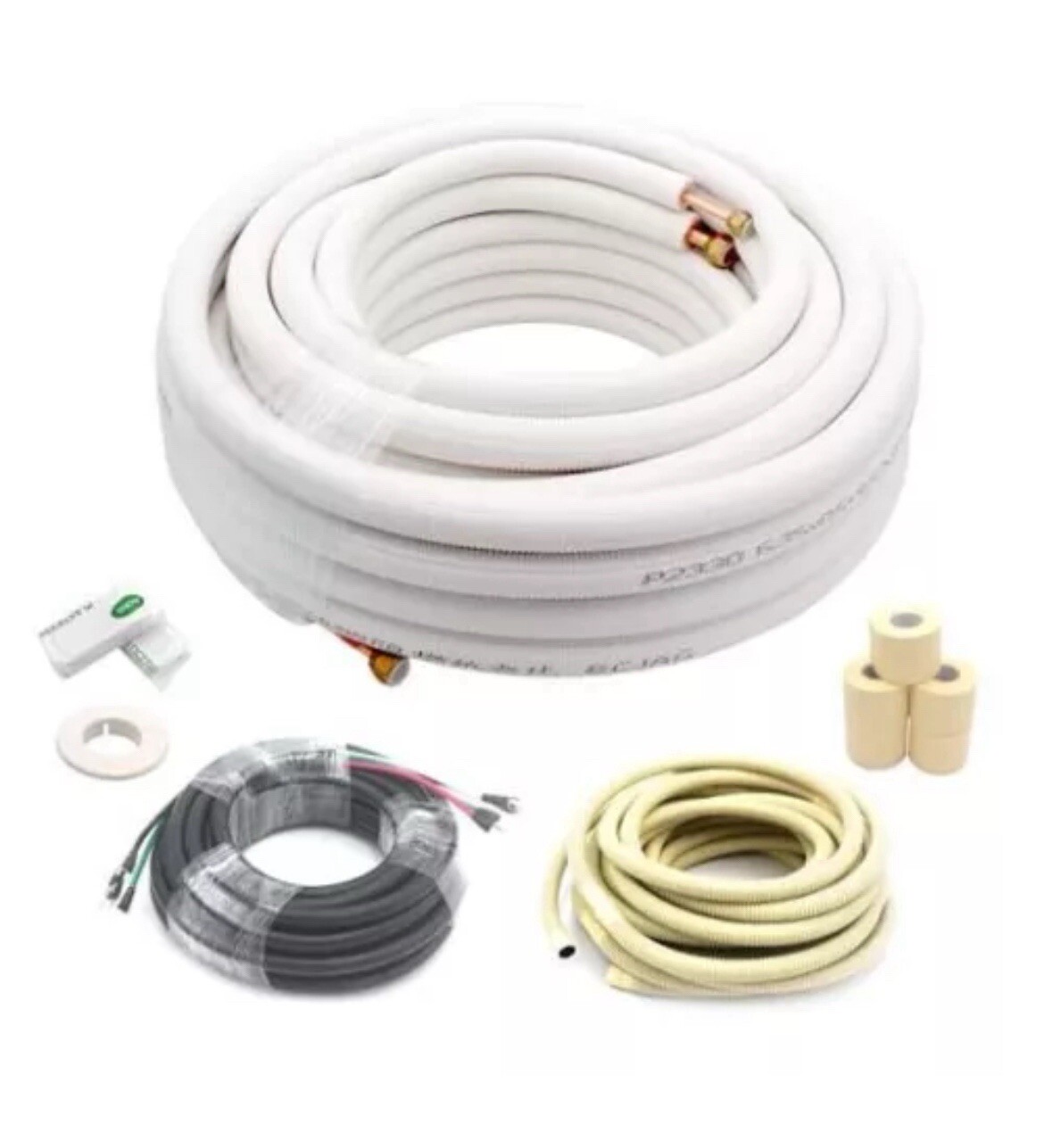 TAUROX 50FT Mini Split Line Set 1/4" & 3/8" O.D Copper 50FT (1/4+3/8) with wire