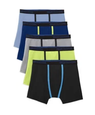 NEW Fruit Of The Loom Breathable Lightweight Boxer Briefs 5 Pack S 6-8