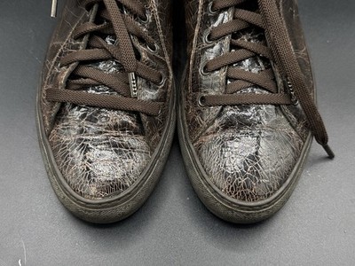 Raf Simons Made In Italy Cracked Patent Leather Ankle Strap High