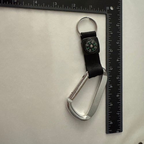 LG Carabiner Clip Keychain Compass Key Ring Silver Not For Climbing