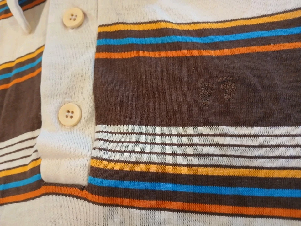 Vintage 70s HANG TEN Striped Collared Shirt Surf Skate Polo Size Med - Image 3 of 4