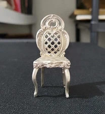 Antique German 800 Sterling Silver Stunning Miniature Victorian Chair Dollhouse 