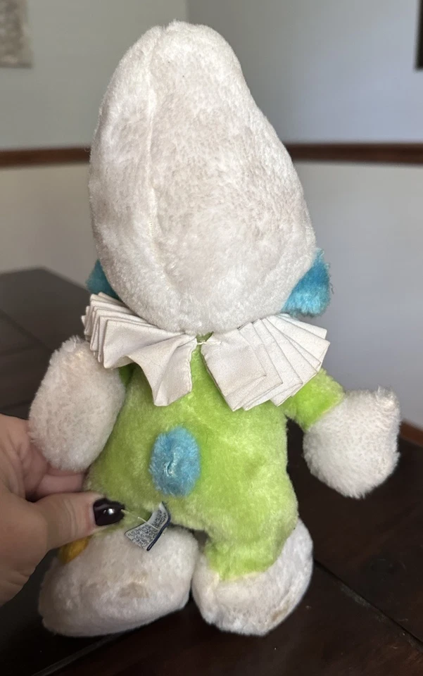 WALLACE BERRIE Peyo Vintage Blue Smurf Clown Plush Stuffed 1983 - Image 4 of 4