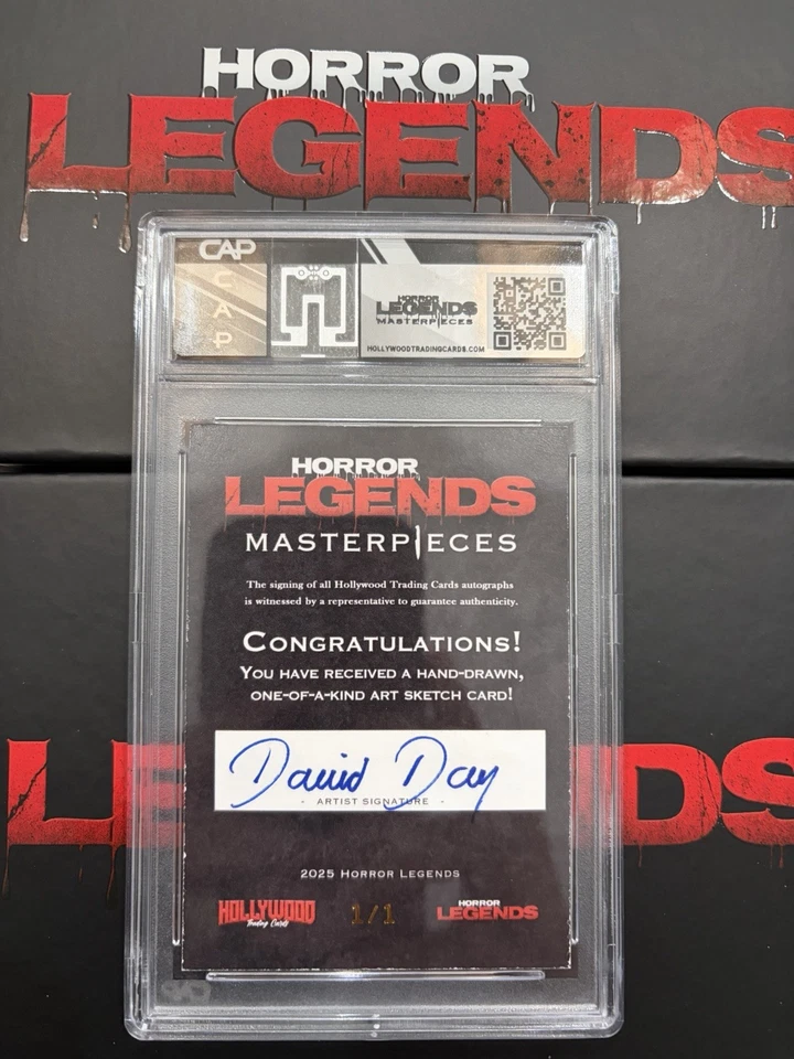 2025 Horror Legends Masterpieces Anjelica Huston Auto David Day Sketch Card 1/1 - Image 3 of 3