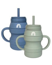 Silicone Transition Cups - Squeeze-Proof Toddler Cups With Straw  Lid - Remo...