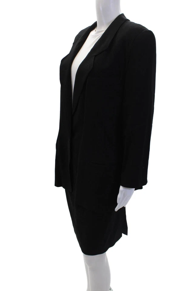 Traje Falda Giorgio Armani Para Mujer Mangas Largas Forrada Dos Piezas Negro Talla 10 Foto 2 de 4