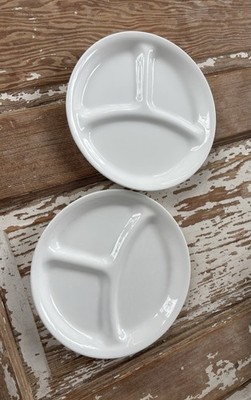 Corelle Winter Frost White Divided Lunch Plates 8 1/2'' ~ Set of 2 ~ USA
