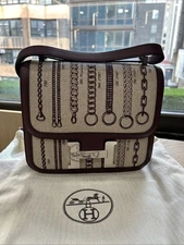 Hermes Constance 24 De Camp DeChainee Bordeaux Swift Leather Shoulder Handbag