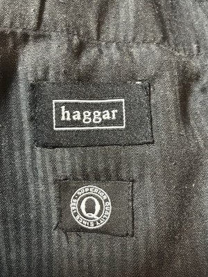 VTG Haggar Expand-O-Matic Men's Dress Pants Relaxed Black 100% Poly 44x29 Great