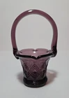 Vtg Small Miniature FENTON Amethyst Purple Art Glass Basket 4 1/2'' H