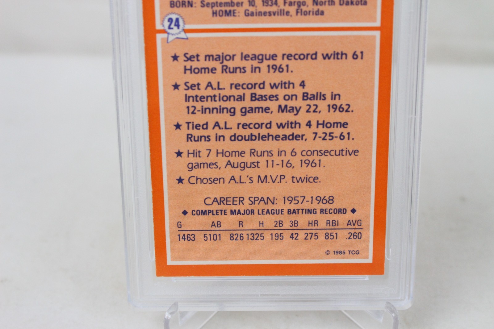 1985 TOPPS WOOLWORTH #24 ROGER MARIS YANKEES GRADED PSA 9 VINTAGE BASEBALL CARD view 5