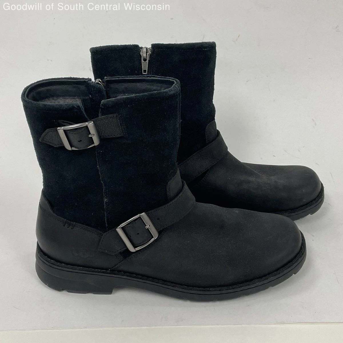 UGG Blackwell Boots Men 10 Black Leather Suede Pull On Biker Moto Designer Warm UGG Biker Boots for Men for Sale | Shop New & Used Men main image 4