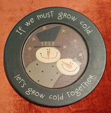 Barbara Lloyd Rustic Primitive Folk Art Plate Farmhouse Decor Snowman Snowmen