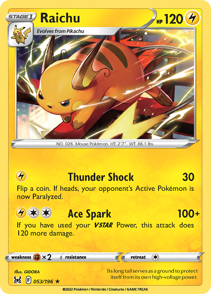 Raichu 053/196 R Lost Origin Pokemon NM/M | eBay