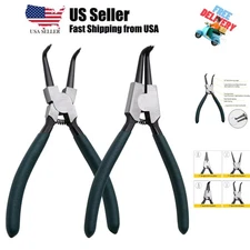Snap Ring Pliers Set, 2pcs 7" Internal/External Circlip Pliers Kit with Bent ...