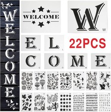 22PCS Large Letter Welcome Stencils for Painting on Wood Porch Sign Templates