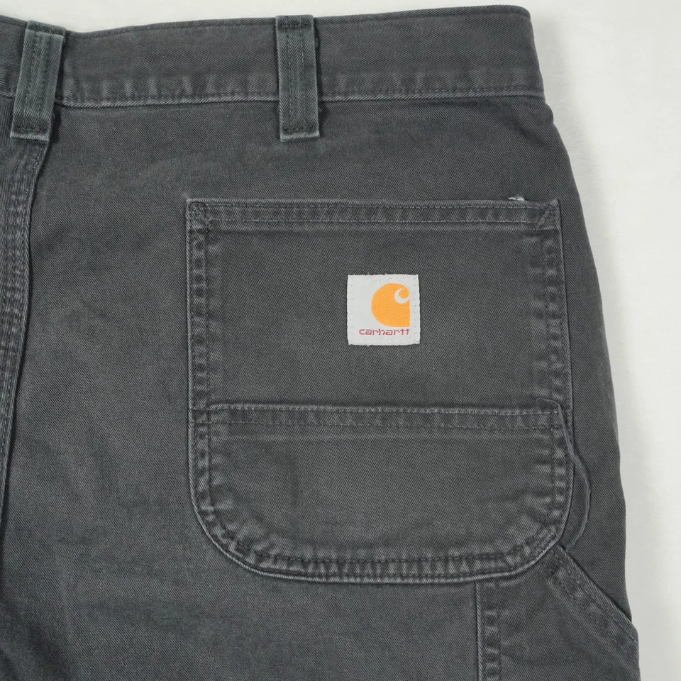Pantalones de trabajo Carhartt calce relajado negro carbón para hombre 36x30 sarga utilitaria B0324 Foto 3 de 4