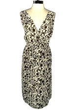 AVENUE Plus Size 2X 20W A-Line Dress Ivory Brown Sleeveless Knee Length