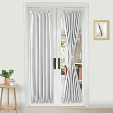 French Door Curtains   Rod Pocket 25"W x 72"L Pack of 1 Greyish White