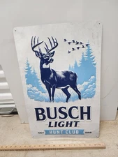 Busch light Beer Classic Mountains Hunt Club Ducks Deer 24x18 bar sign Metal New