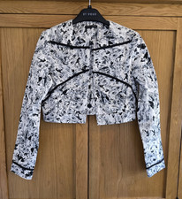 BNWT Jonathan Saunders Womens Cropped Abstract Print Twill Lined Jacket Size 10