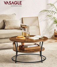 VASAGLE Coffee Table, Round Cocktail Table With Shelf, Tea Table, Easy Assembly