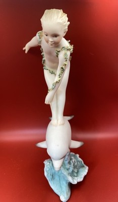 Cybis Porcelain  Arion The Dolphin Rider  10.5  . Repaired Finger. See Photo.
