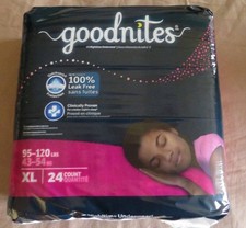 NEW Pack of 24 GOODNITES Girl Night Time Underwear XL 95-120 lbs 14/16 Bed Wet